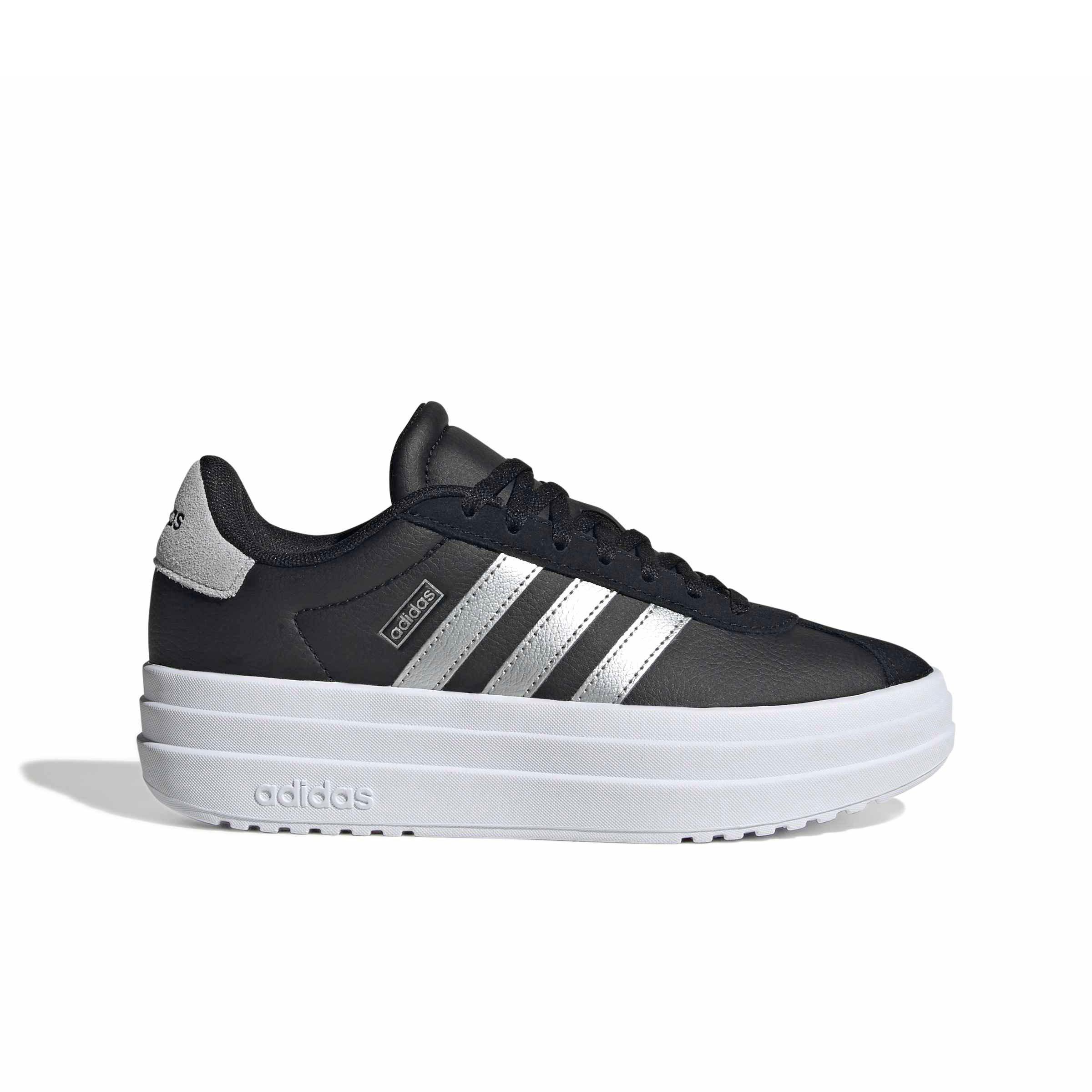 adidas VL Court Bold "Core Black/Silver Metallic/Ftwr White" Grade School Boys' Shoe - BLACK/SILVER/WHITE